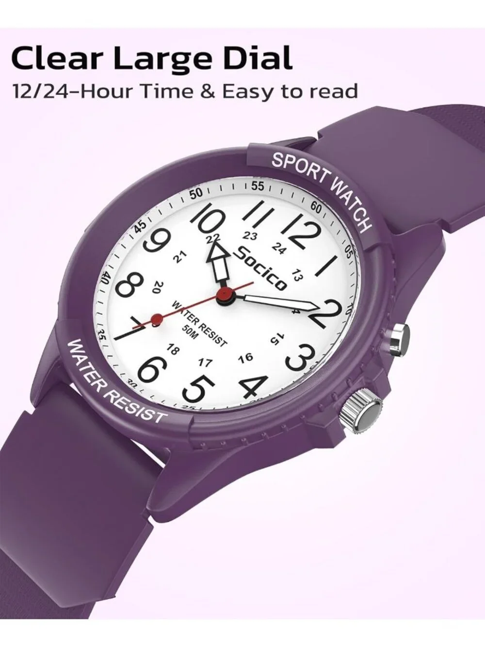 Unisex Dark Purple Analog Quartz Military Waterproof Nurse Classic Wrist Watch